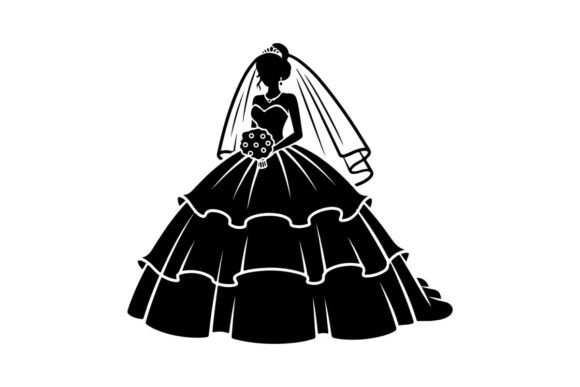 Download Gothic Wedding Dress with Veil Vector Il - Gothic wedding Collection