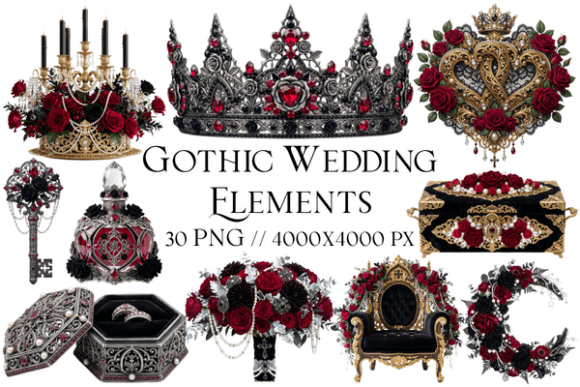 Download Gothic Wedding Elements Clipart - Gothic wedding Collection