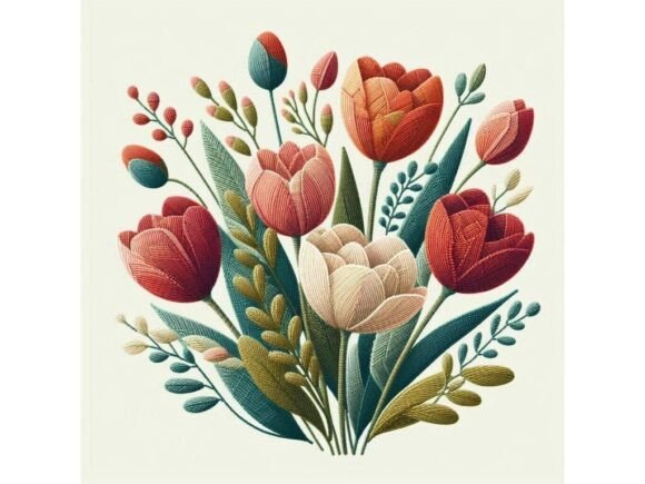 Download A Crochet-inspired Illustration of Tulip - Premium Resources
