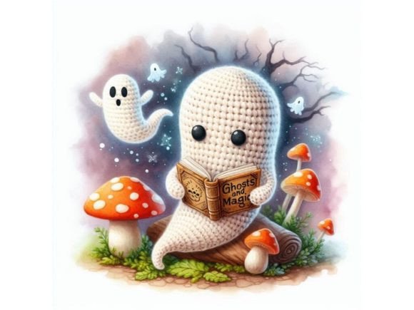 Download A Crochet Ghost Holding a Tiny Book Abou - Premium Resources